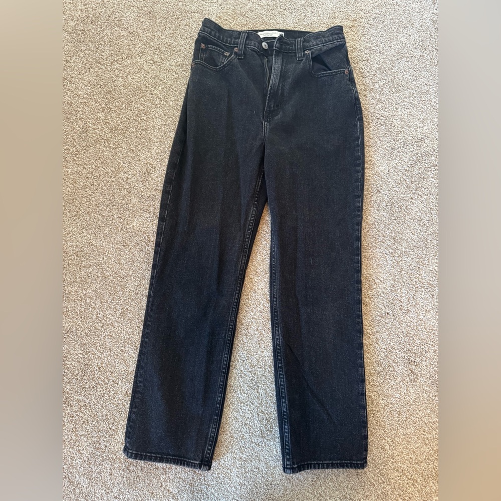 Abercrombie & Fitch Dark Gray Ankle Straight Jeans